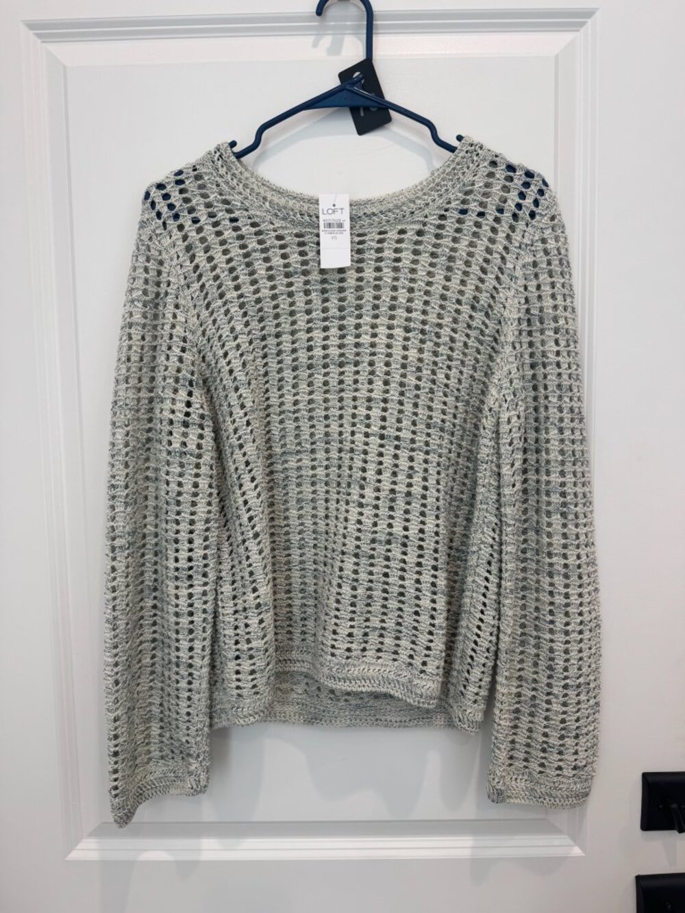 LOFT Marled Open Stitch Flare Sleeve Sweater